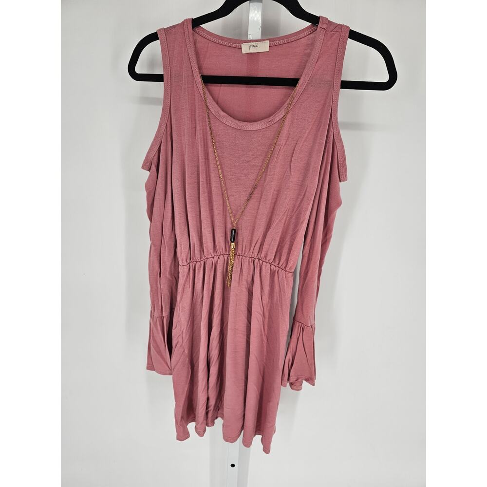 Pinc Women's Blush Pink Scoop-neck Cold Shoulder Fared Blouse Size M